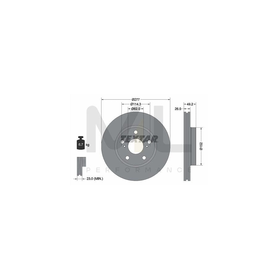 TEXTAR PRO 92257703 Brake Disc Internally Vented, Coated, without wheel hub, without wheel studs | ML Performance Car Parts