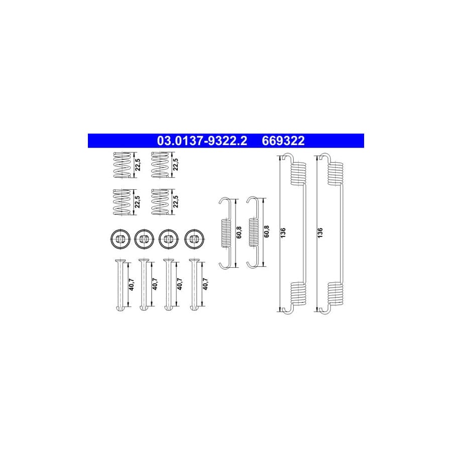 ATE 03.0137-9322.2 Accessory Kit, Brake Shoes for FORD Ecosport Mk2 | ML Performance UK Car Parts