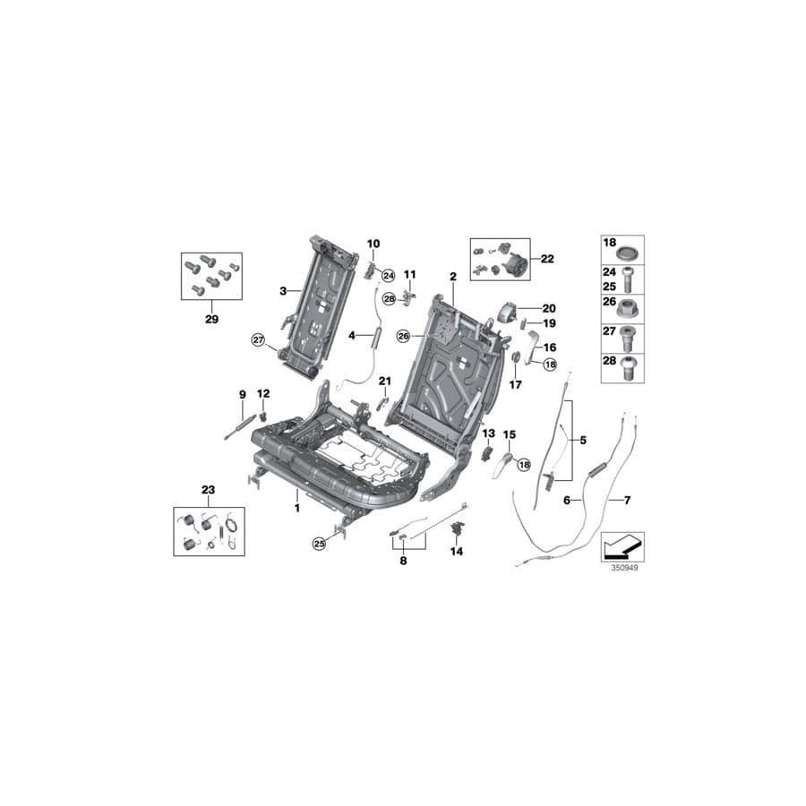 Genuine BMW 52207385401 F15 Backrest Frame, Comfort, Left (Inc. X5) | ML Performance UK Car Parts