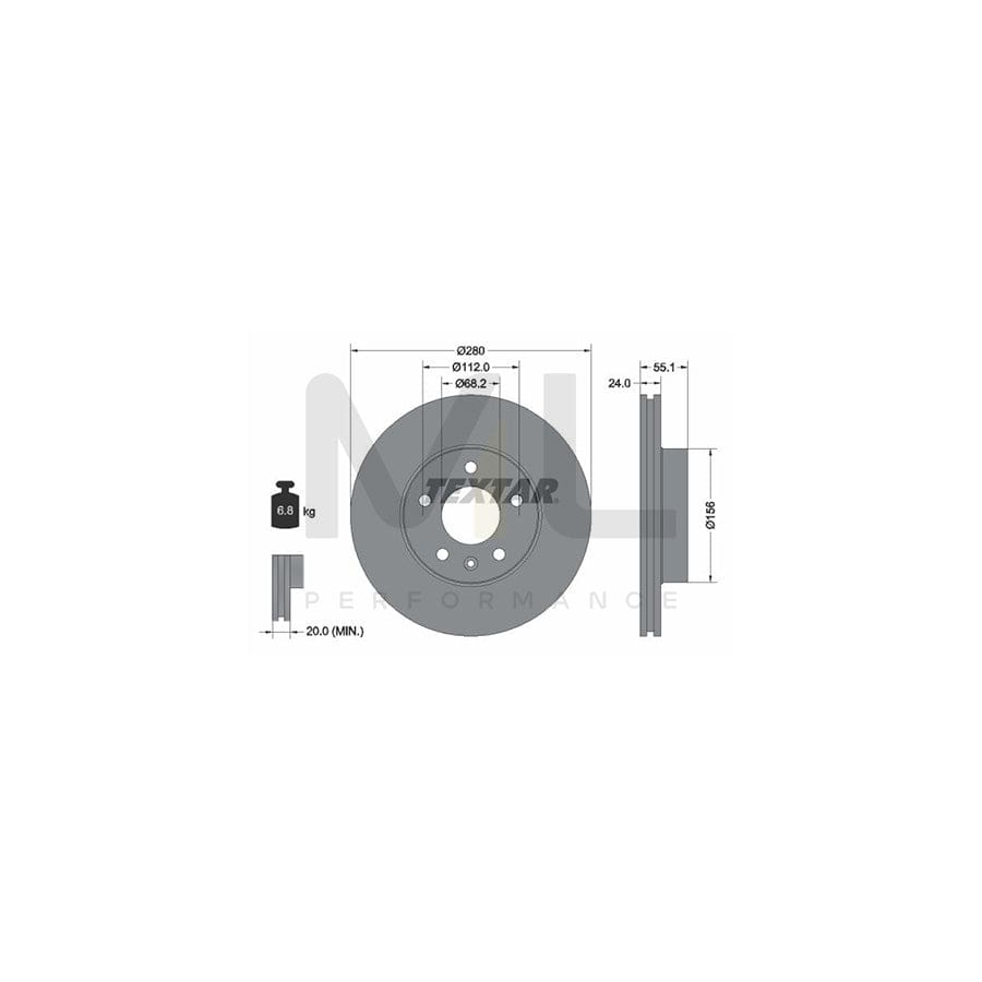 TEXTAR PRO+ 92083805 Brake Disc Internally Vented, Coated, High-carbon, without wheel hub, without wheel studs | ML Performance Car Parts