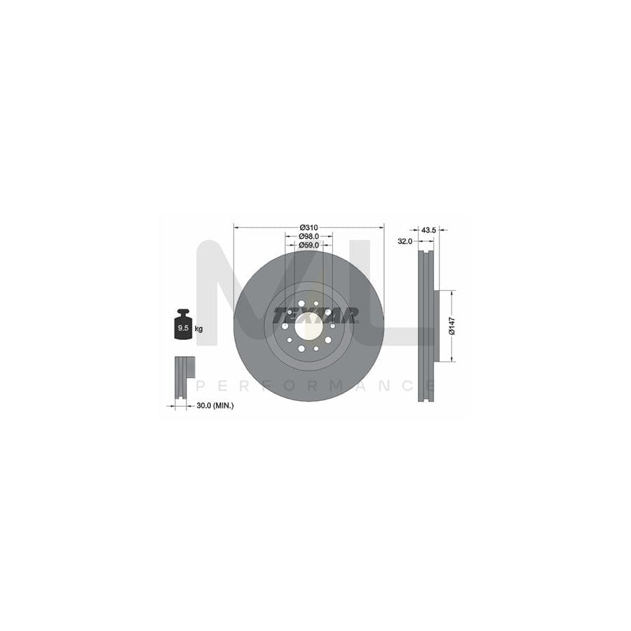 TEXTAR 92118100 Brake Disc Internally Vented, without wheel hub, without wheel studs | ML Performance Car Parts