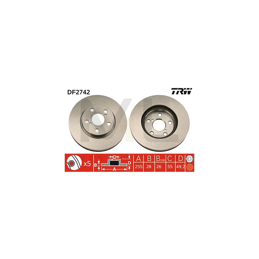 TRW DF2742 Brake Disc Vented, Painted | ML Performance Car Parts