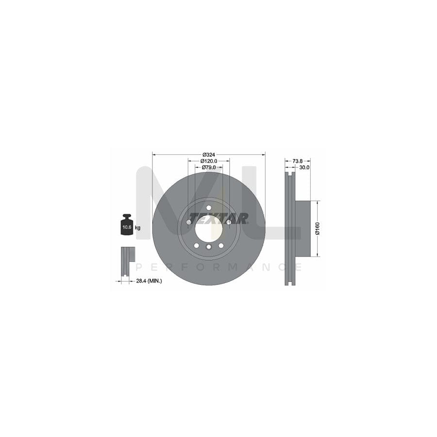 TEXTAR 92107100 Brake Disc for BMW 5 Touring (E39) Internally Vented, without wheel hub, without wheel studs | ML Performance Car Parts