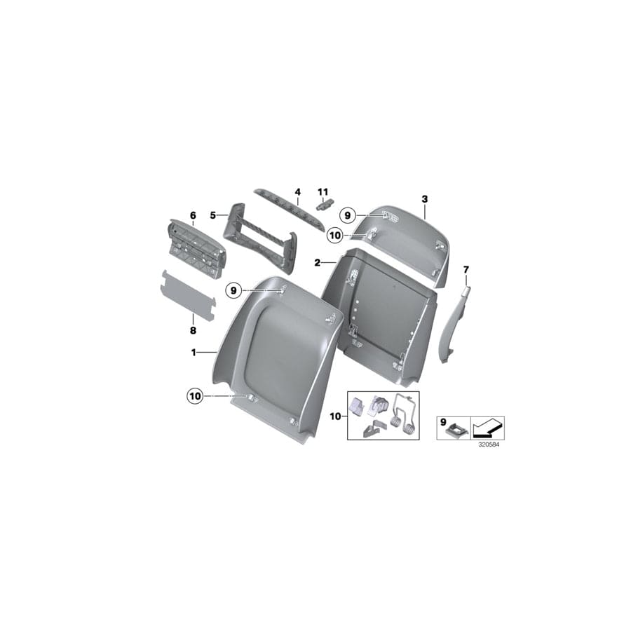 Genuine BMW 52107844594 F10 Rear Section, Comfort Seat, Upper X3A9 SILV.STONE (Inc.  & M5) | ML Performance UK Car Parts