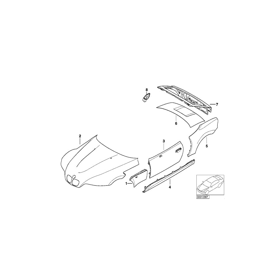 Genuine BMW 41350307014 E36 Side Panel, Rear, Left, Wide (Inc. Z3 M, Z3 2.8 & Z3 3.0i) | ML Performance UK