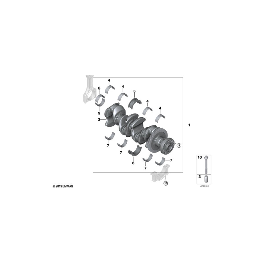 Genuine BMW 11218588662 F32 G14 F20 Guide-Bearing Shell Blue 55,00MM (Inc. 620d, M240i & 620dX) | ML Performance UK Car Parts