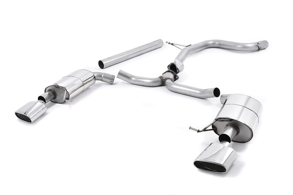 MillTek SSXSE172 Seat Leon Non-Resonated Cat-Back Exhaust with Polished Oval Tips.