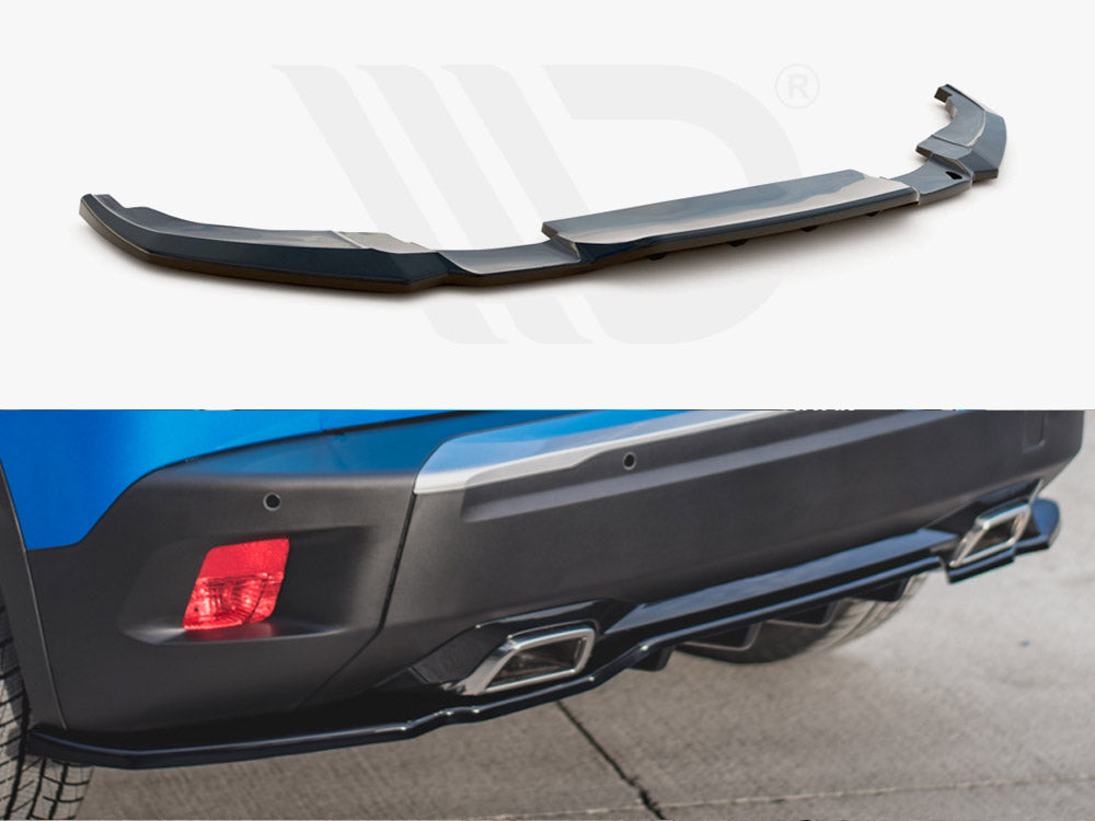 Maxton Design PE-2008-2-RD1T+RD2T Central Rear Splitter (w/ Vertical Bars) Peugeot 2008 MK2 (2019-) | ML Performance UK Car Parts