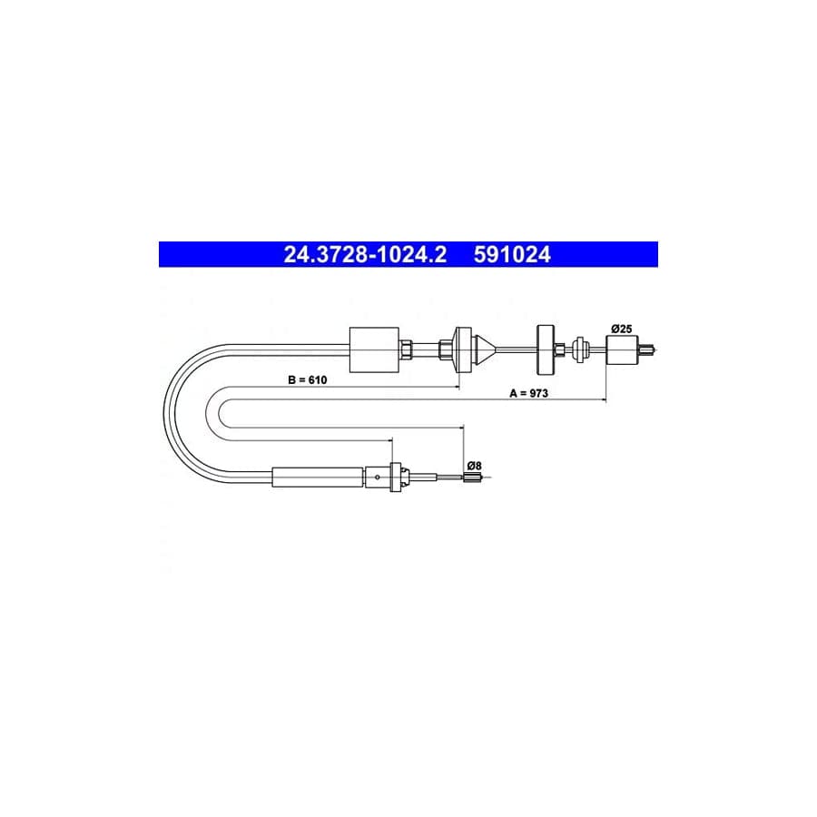 ATE 24.3728-1024.2 Clutch Cable