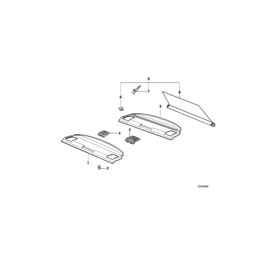 Genuine BMW 51468183444 E36 Rear Window Shelf GRAU (Inc. 325i, 328i & 318is) | ML Performance UK Car Parts