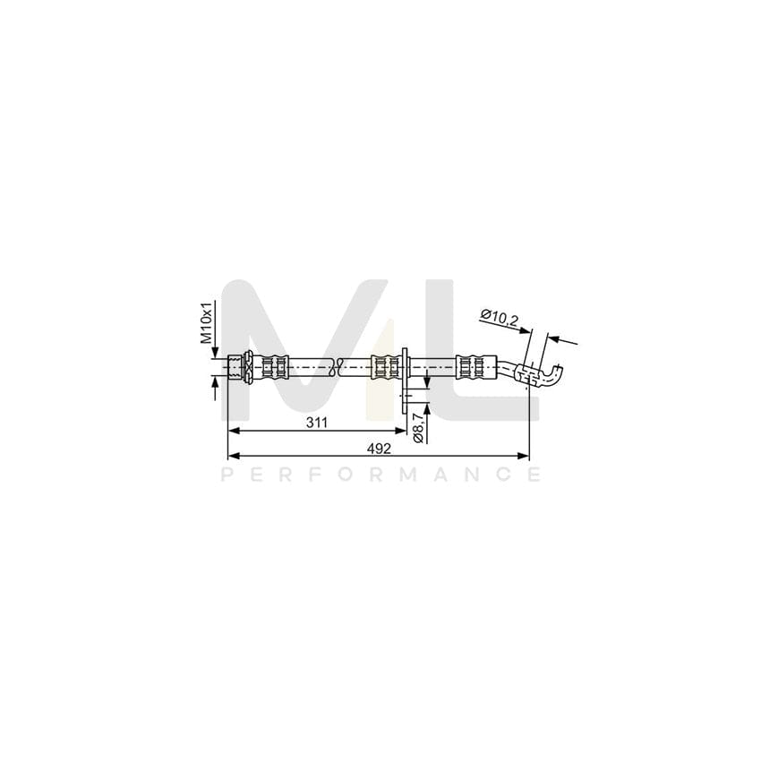 BOSCH 1 987 481 134 Brake Hose for DAIHATSU Terios I (J1) 480mm, M10x1 | ML Performance Car Parts