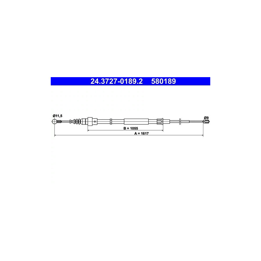 ATE 24.3727-0189.2 Hand Brake Cable For Audi Tt