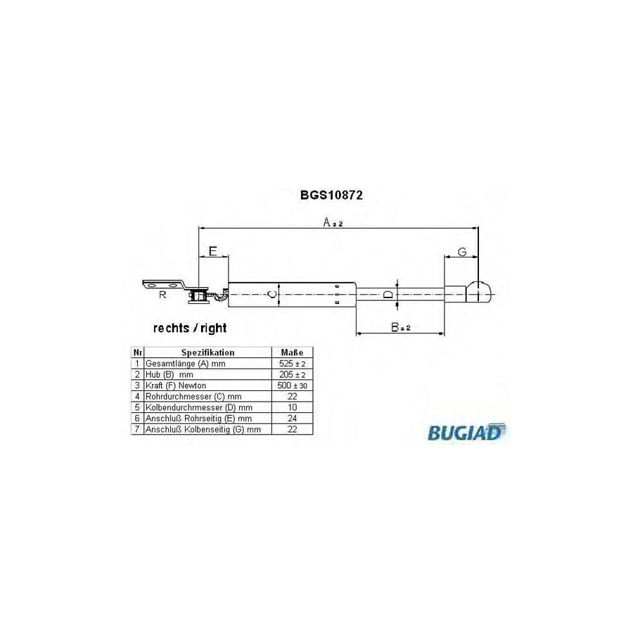 Bugiad BGS10872 Tailgate Strut For Nissan Sunny Liftback (N14)