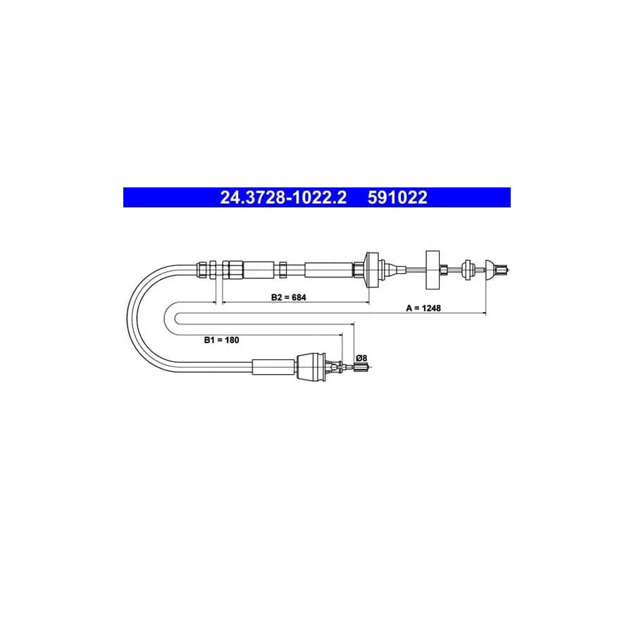 ATE 24.3728-1022.2 Clutch Cable For Renault Laguna