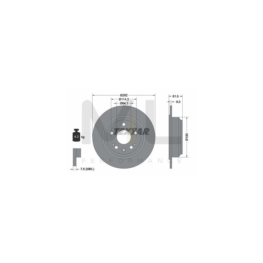 TEXTAR PRO 92165803 Brake Disc Solid, Coated, without wheel hub, without wheel studs | ML Performance Car Parts