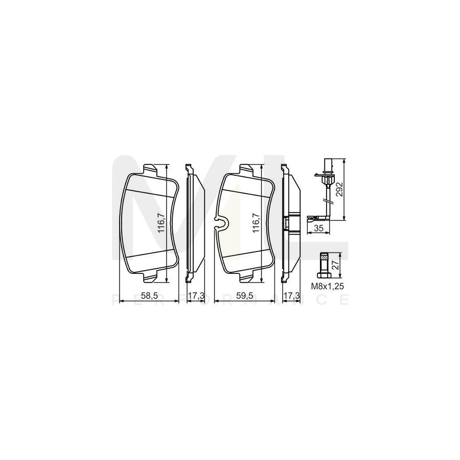 Bosch 0986494446 Brake Pad Set For Audi A8 D4 (4H2, 4H8, 4Hc, 4Hl) Incl. Wear Warning Contact, With Anti-Squeak Plate, With Bolts/Screws, With Mounting Manual BP1368 | ML Performance Car Parts