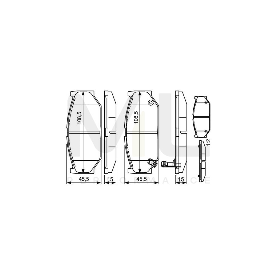 Bosch 0986495308 Brake Pad Set For Suzuki Swift With Acoustic Wear Warning, With Mounting Manual BP1597 | ML Performance Car Parts