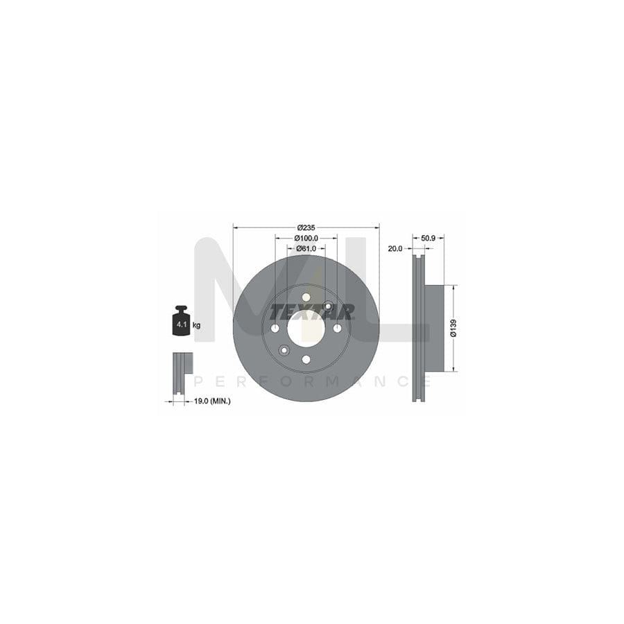 TEXTAR 92236100 Brake Disc for DACIA Solenza (B41_) Internally Vented, without wheel hub, without wheel studs | ML Performance Car Parts