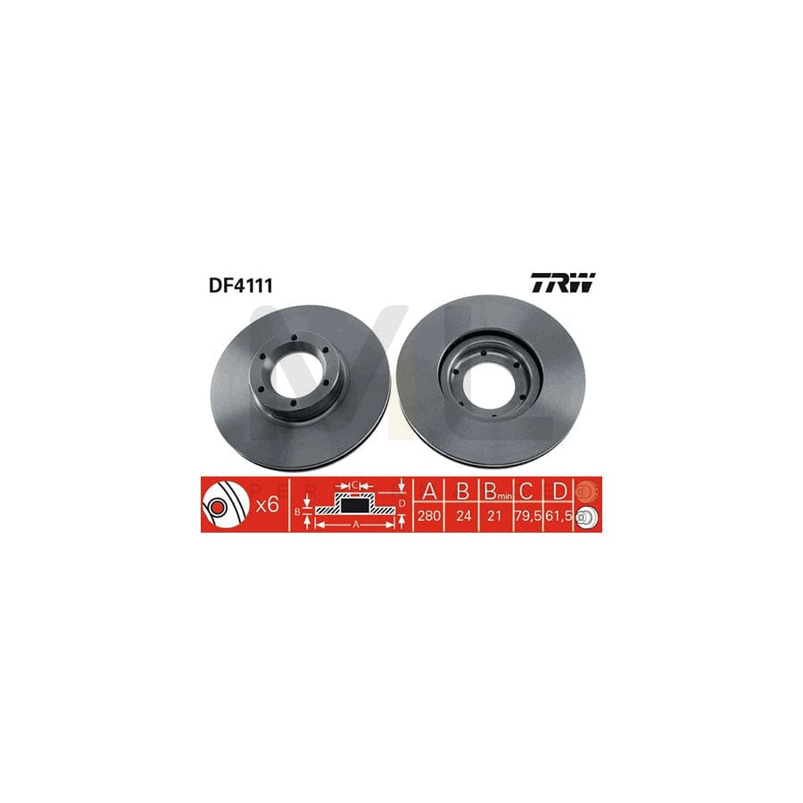 TRW DF4111 Brake Disc Vented, Painted, High-carbon | ML Performance Car Parts