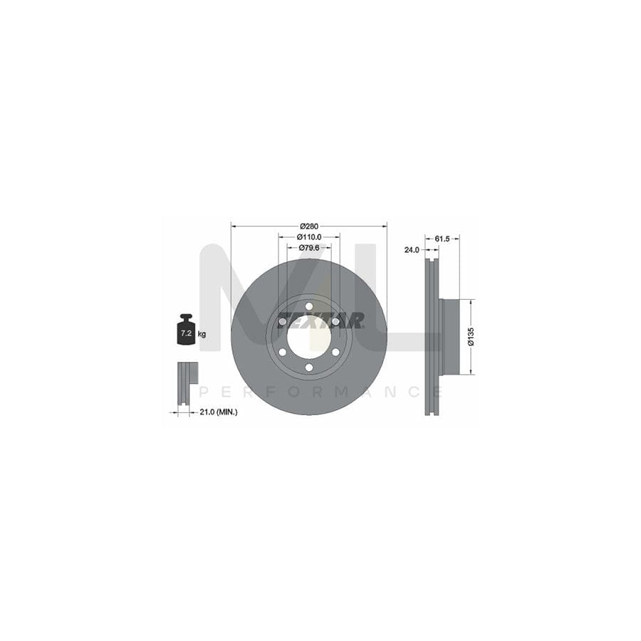 TEXTAR 92097700 Brake Disc Internally Vented, without wheel hub, without wheel studs | ML Performance Car Parts