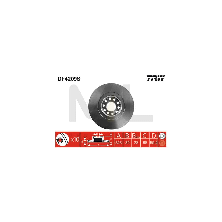 TRW DF4209S Brake Disc Vented, Painted, High-carbon | ML Performance Car Parts