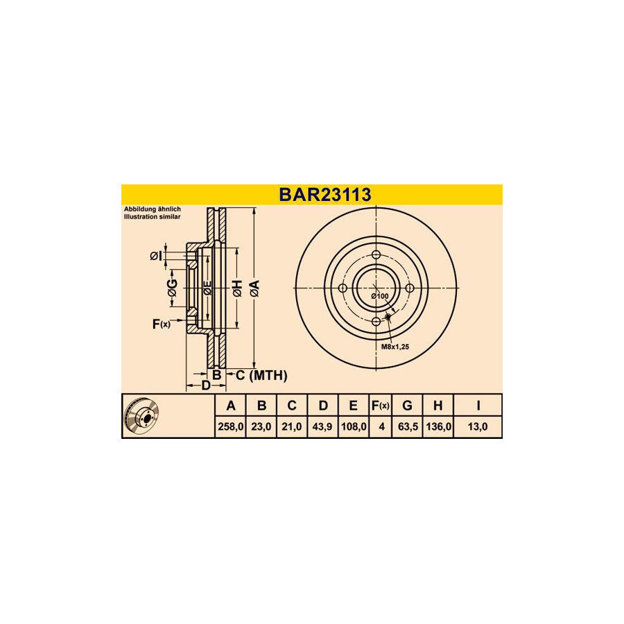 Barum BAR23113 Brake Disc For Ford Fiesta