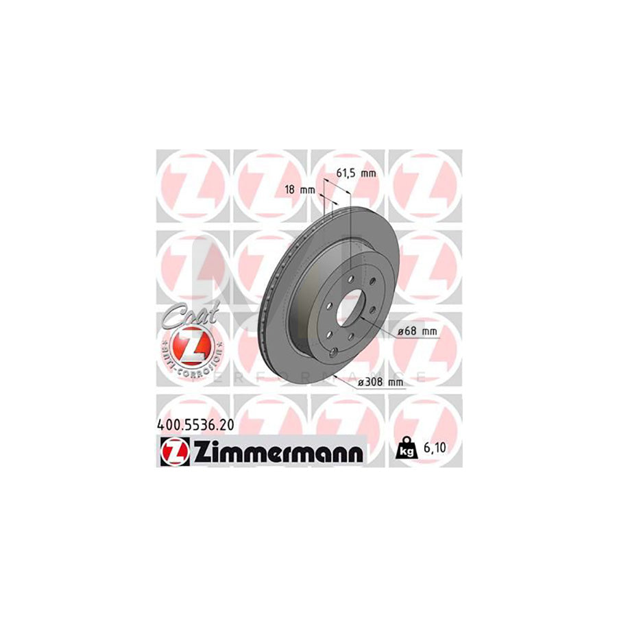 ZIMMERMANN 400.5536.20 Brake Disc suitable for MERCEDES-BENZ X-Class (470) Internally Vented, Coated, High-carbon | ML Performance Car Parts