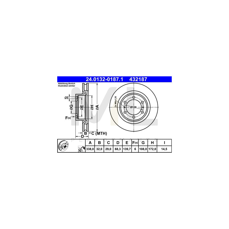 ATE 24.0132-0187.1 Brake Disc Vented, Coated | ML Performance Car Parts