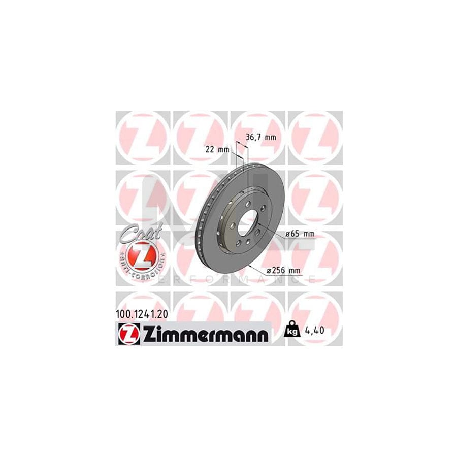 ZIMMERMANN COAT Z 100.1241.20 Brake Disc Externally Vented, Coated, High-carbon | ML Performance Car Parts