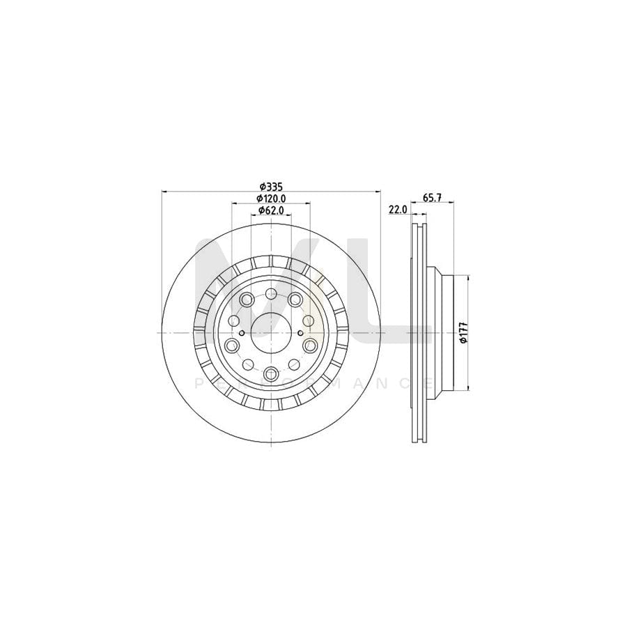 HELLA PRO 8DD 355 116-941 Brake Disc for LEXUS LS IV (XF40) Externally Vented, Coated, without wheel hub, without wheel studs | ML Performance Car Parts