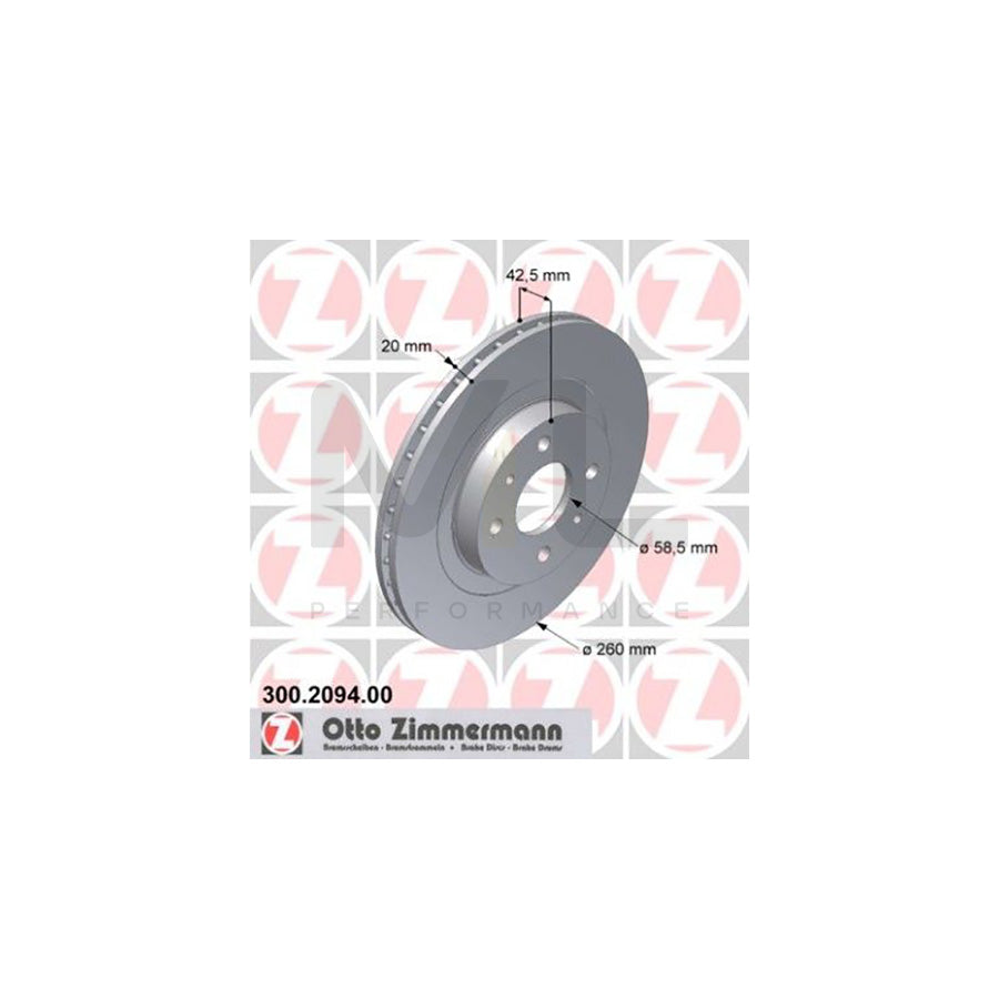 ZIMMERMANN 300.2094.00 Brake Disc Internally Vented | ML Performance Car Parts