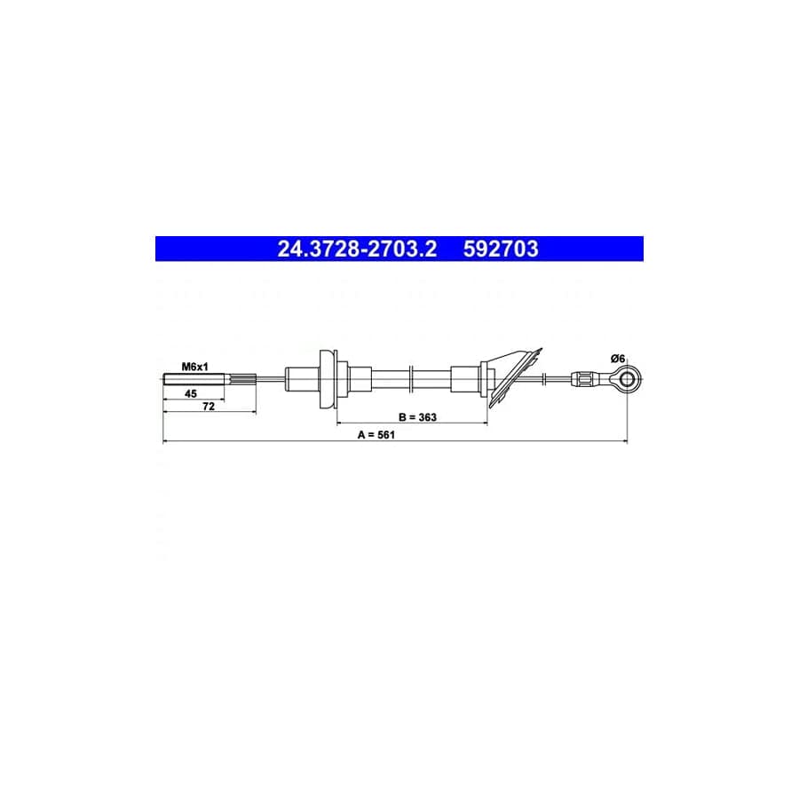 ATE 24.3728-2703.2 Clutch Cable For Seat Marbella