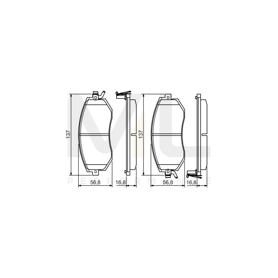 Bosch 0986495125 Brake Pad Set With Acoustic Wear Warning, With Mounting Manual BP1523 | ML Performance Car Parts