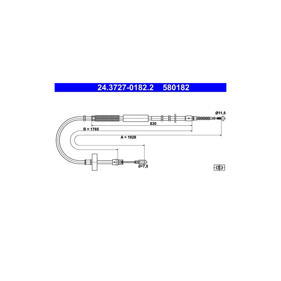 ATE 24.3727-0182.2 Hand Brake Cable For Audi A4