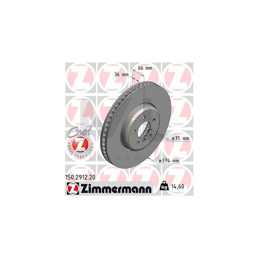 ZIMMERMANN COAT Z 150.2912.20 Brake Disc Internally Vented, Coated, High-carbon | ML Performance Car Parts