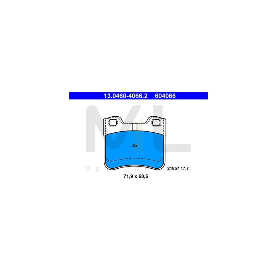 ATE 13.0460-4066.2 Brake pad set excl. wear warning contact, not prepared for wear indicator | ML Performance Car Parts