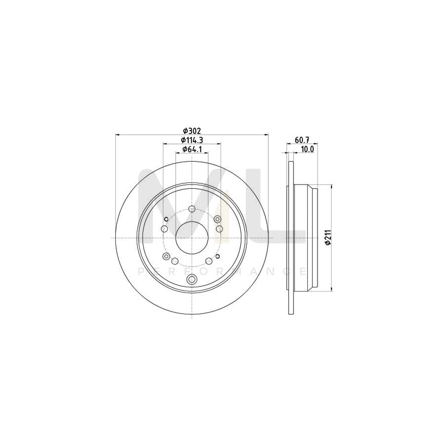 HELLA PRO 8DD 355 119-221 Brake Disc for HONDA CR-V Solid, Coated, without wheel hub, without wheel studs | ML Performance Car Parts