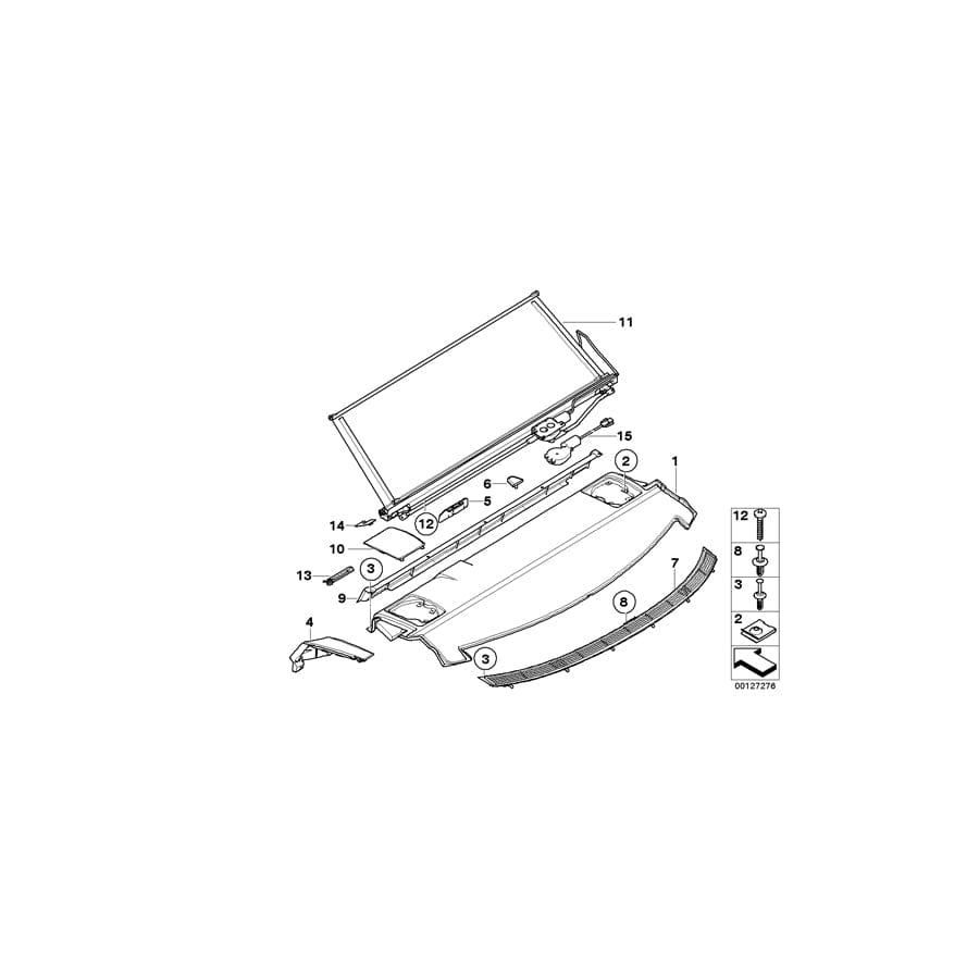 Genuine BMW 51466987166 E60 Rear Window Shelf With Sun Blind CREAMBEIGE (Inc. 520d, 528xi & 530xi) | ML Performance UK Car Parts