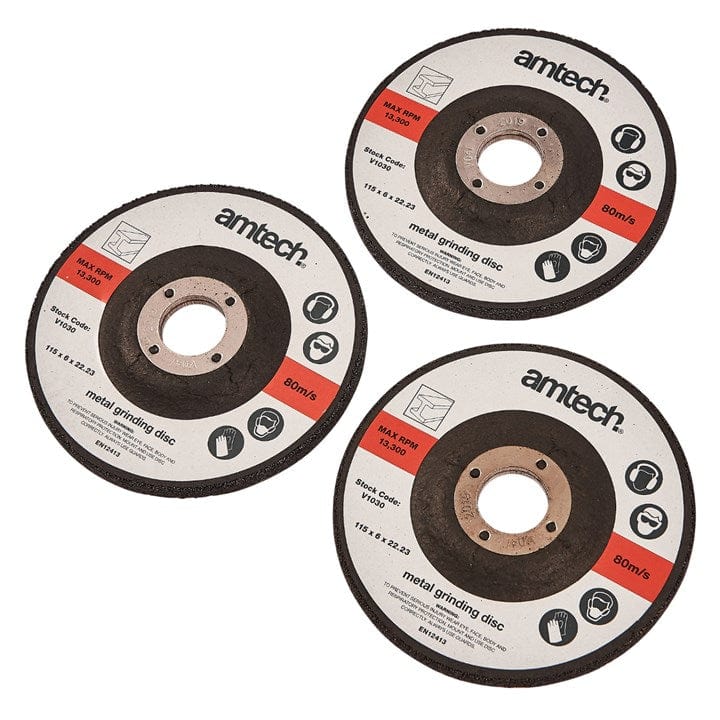 Amtech 3pcs. 115mm Metal Grinding Disc | ML Performance DIY & Power Tools