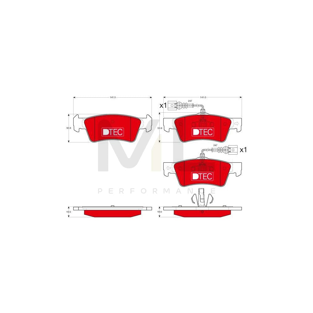 TRW Dtec Cotec Gdb1672Dte Brake Pad Set For Vw Touareg I (7La, 7L6, 7L7) Incl. Wear Warning Contact | ML Performance Car Parts