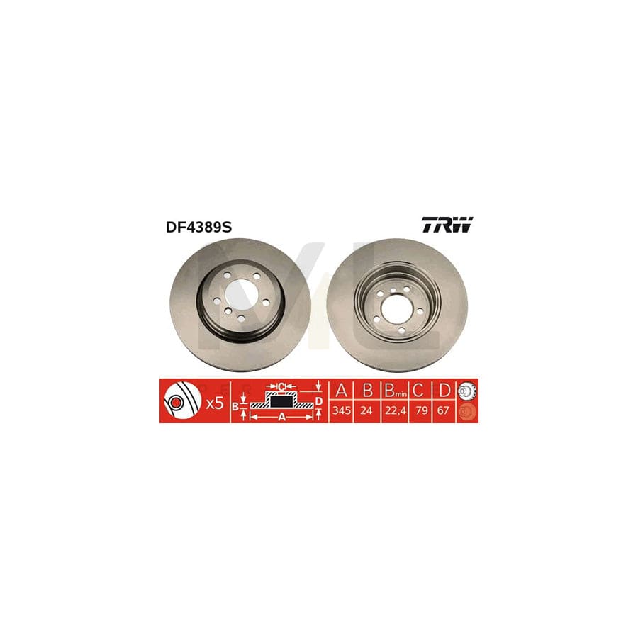 TRW DF4389S Brake Disc for BMW 7 (E65, E66, E67) Vented, Painted | ML Performance Car Parts