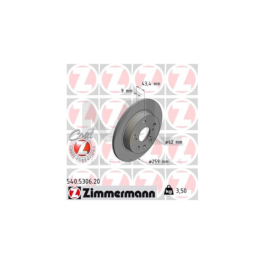 ZIMMERMANN COAT Z 540.5306.20 Brake Disc Solid, Coated | ML Performance Car Parts