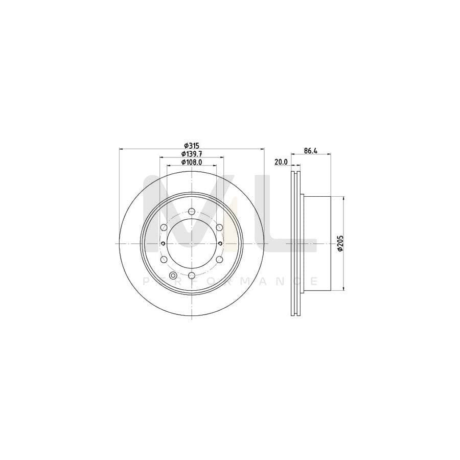 HELLA PRO 8DD 355 118-141 Brake Disc for HYUNDAI TERRACAN Internally Vented, Coated, without wheel hub, without wheel studs | ML Performance Car Parts