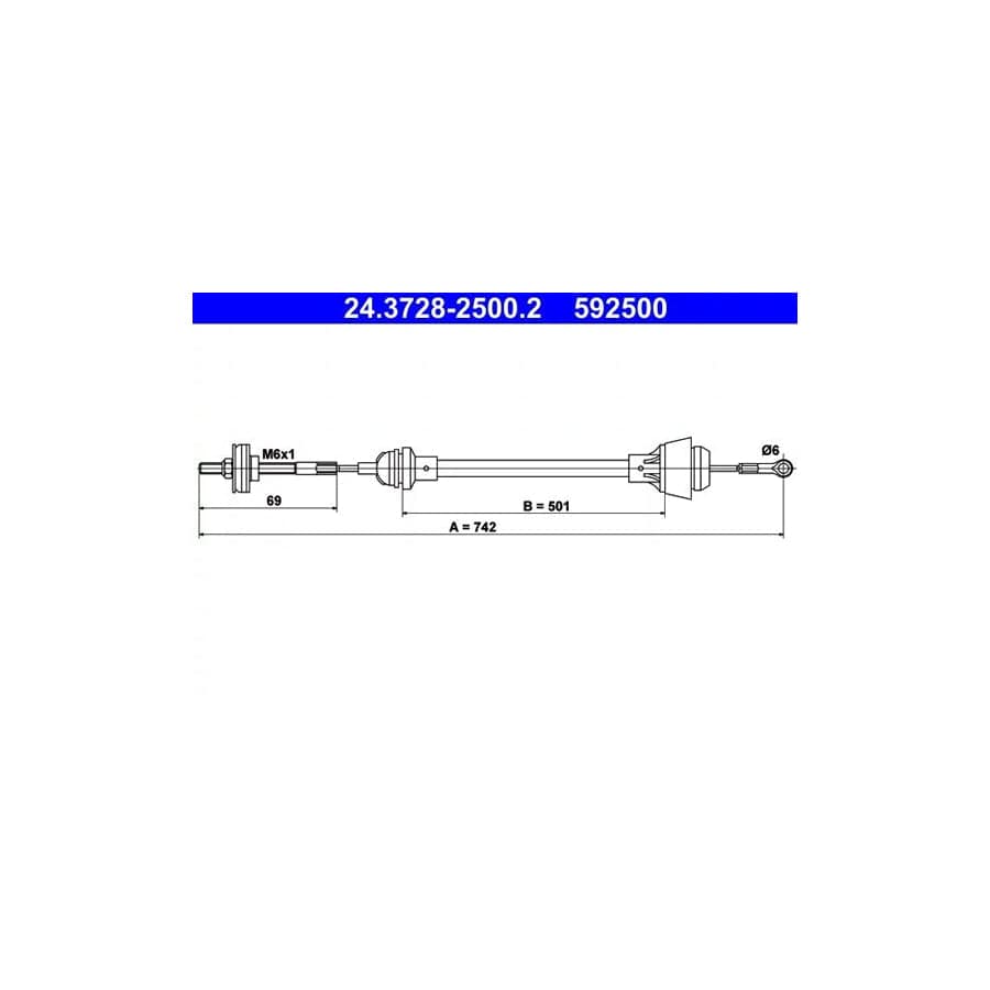 ATE 24.3728-2500.2 Clutch Cable