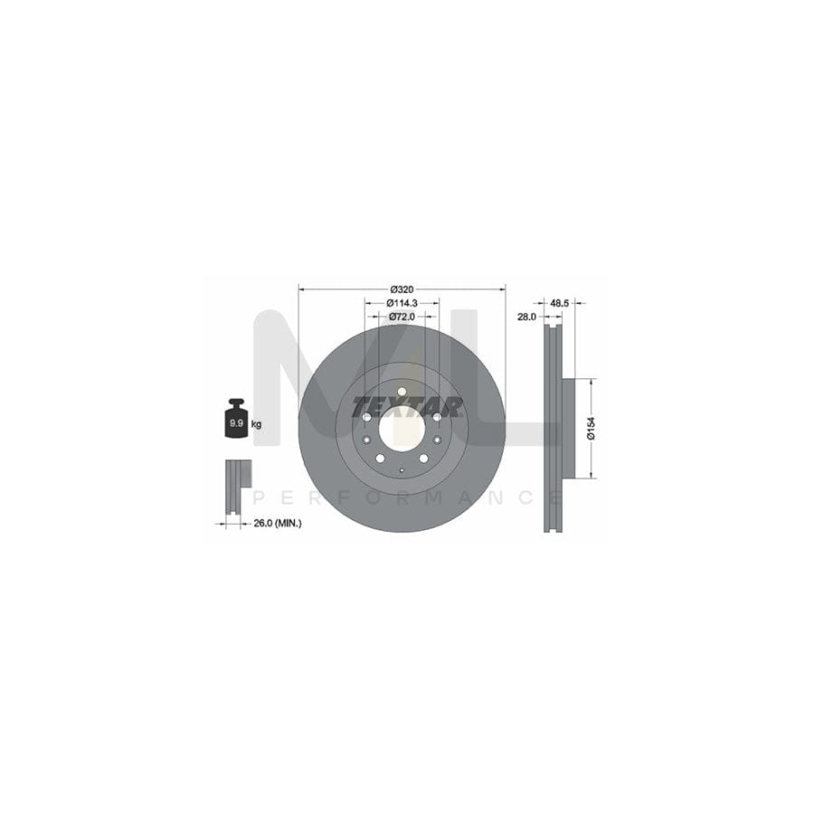 TEXTAR PRO 92203403 Brake Disc Internally Vented, Coated, without wheel hub, without wheel studs | ML Performance Car Parts