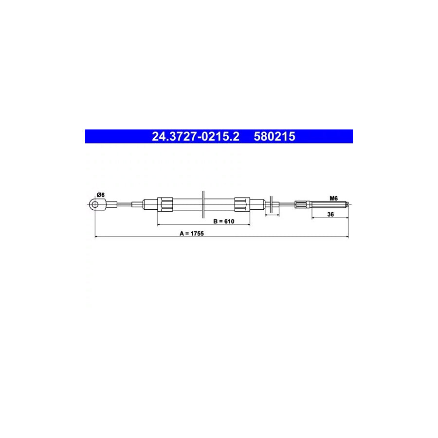 ATE 24.3727-0215.2 Hand Brake Cable For Bmw 5 Series