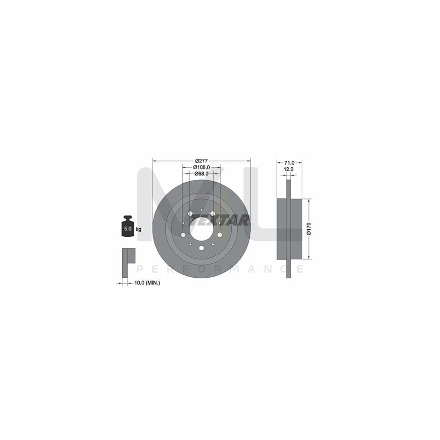 TEXTAR 92100800 Brake Disc Solid, without wheel hub, without wheel studs | ML Performance Car Parts