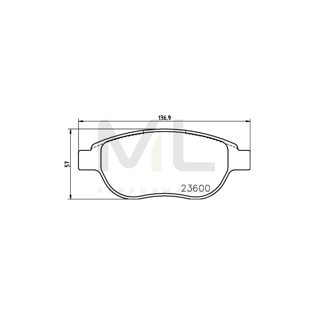 Hella 8DB 355 018-871 Brake Pad Set Not Prepared For Wear Indicator, With Brake Caliper Screws, With Accessories | ML Performance Car Parts