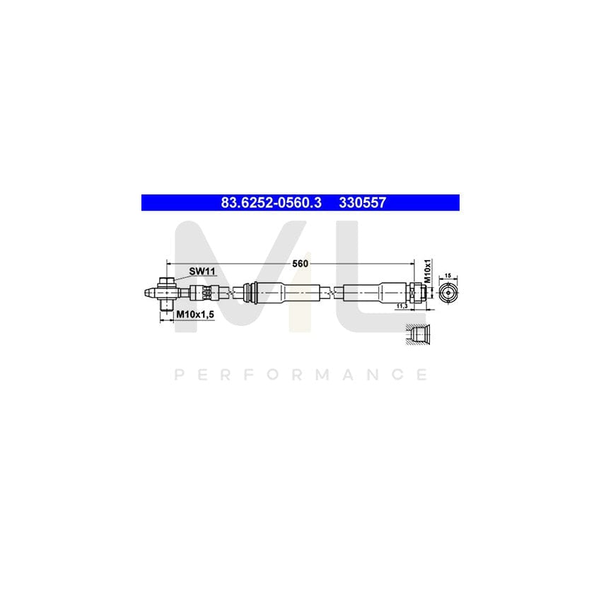 ATE 83.6252-0560.3 Brake Hose 560mm, M10x1 | ML Performance Car Parts