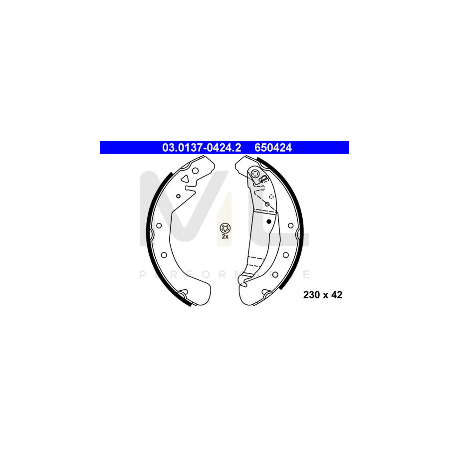 ATE 03.0137-0424.2 Brake Shoe Set with lever | ML Performance Car Parts